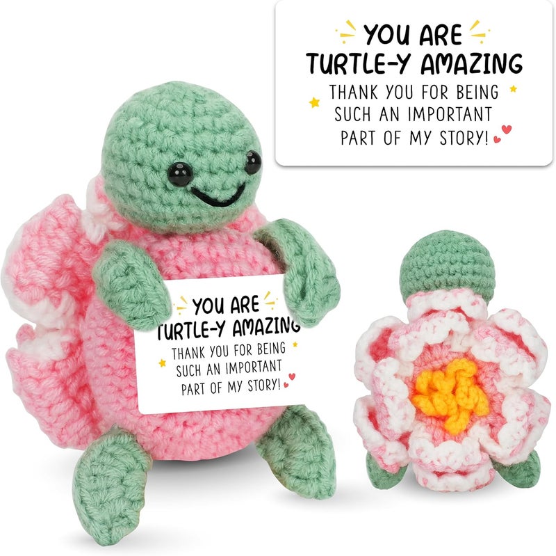 HEXMOZ Christmas Teachers Gifts for Women, Daycare, Preschool, Kindergarten - Cute Handmade Turtle Positive Crochet Emotional Support - Thank You Being Part of My Story - Appreciation Gift Ideas - Image 1